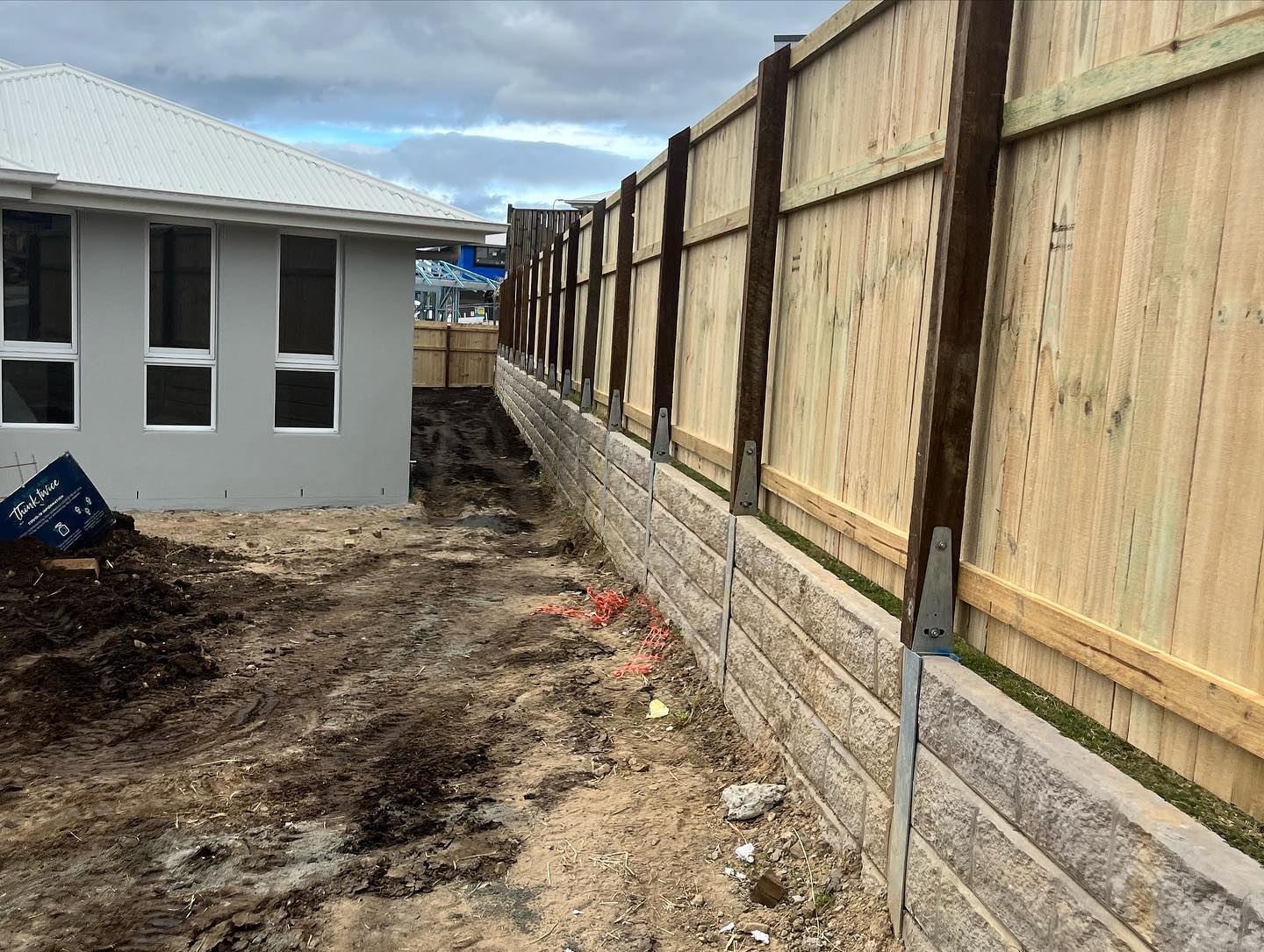pine timber fencing with steel posts
